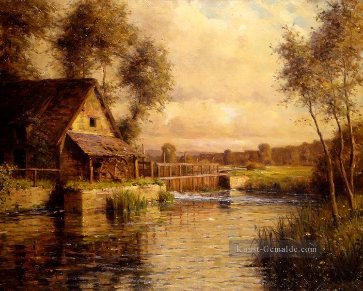 alte Mühle in der normandie Landschaft Louis Aston Knight Fluss Ölgemälde